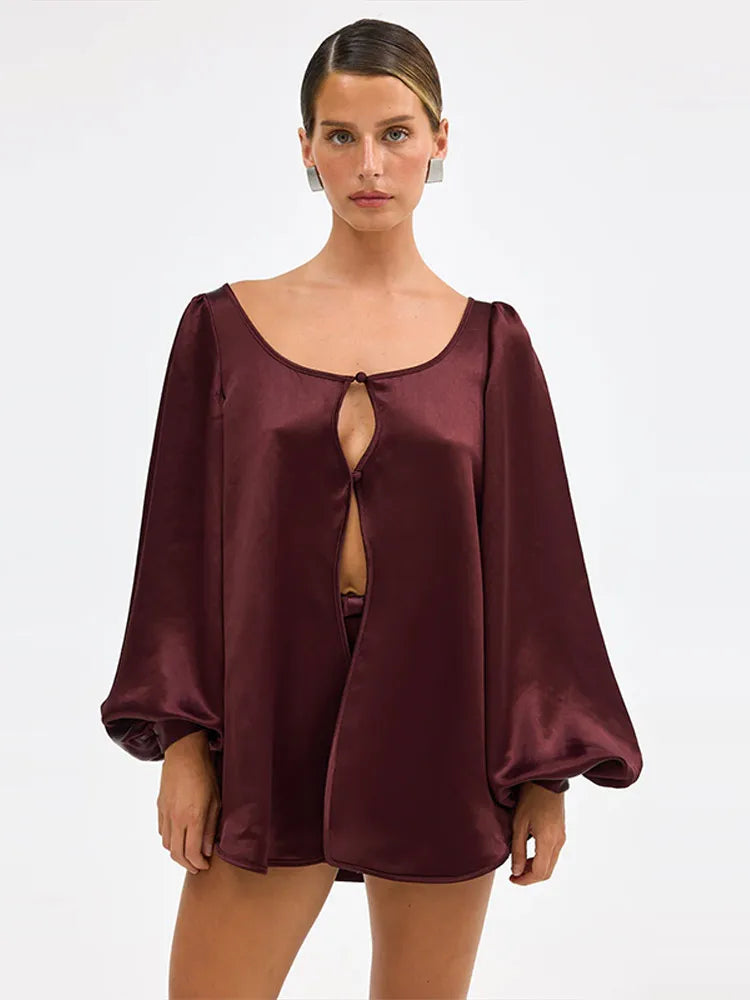 Satin Blouse & Shorts Set for Women | Shorts Sets