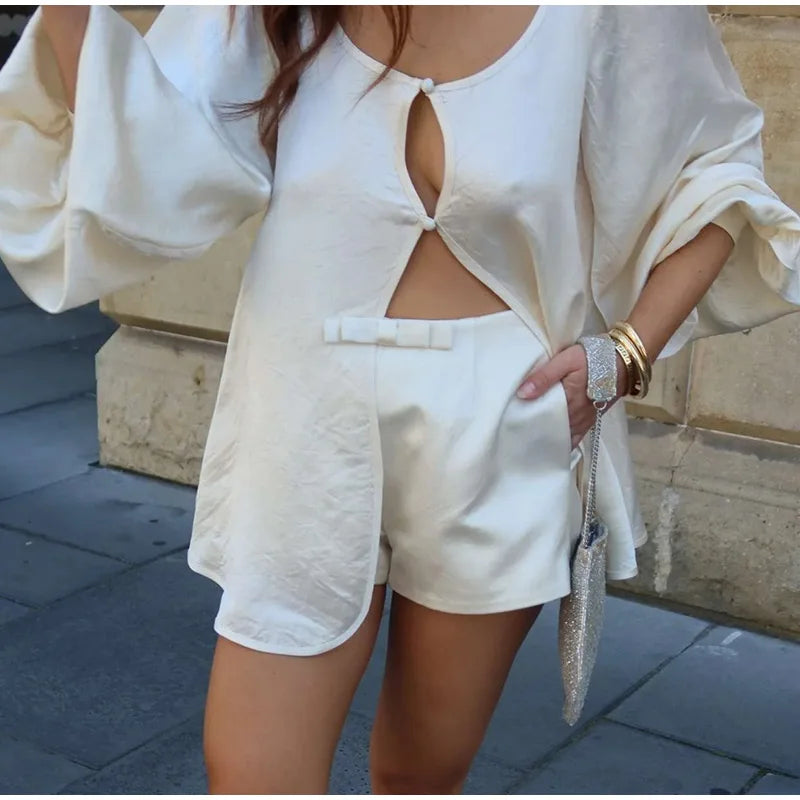 Satin Blouse & Shorts Set for Women | Shorts Sets
