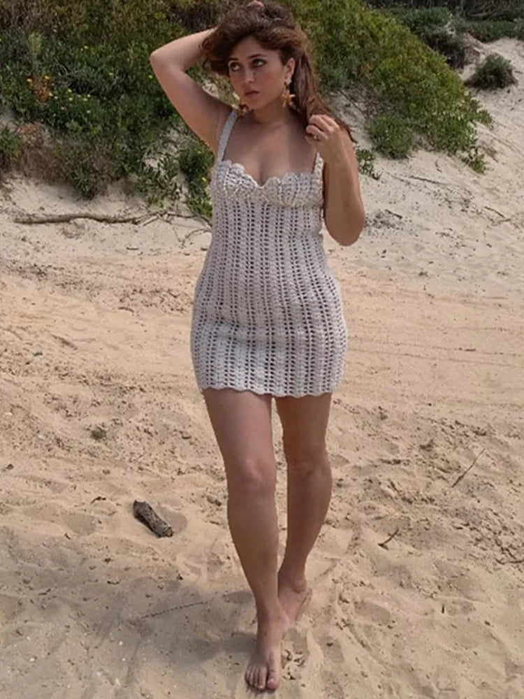 Handcrafted Crochet Beach Dress with Pearls | Beach Dresses