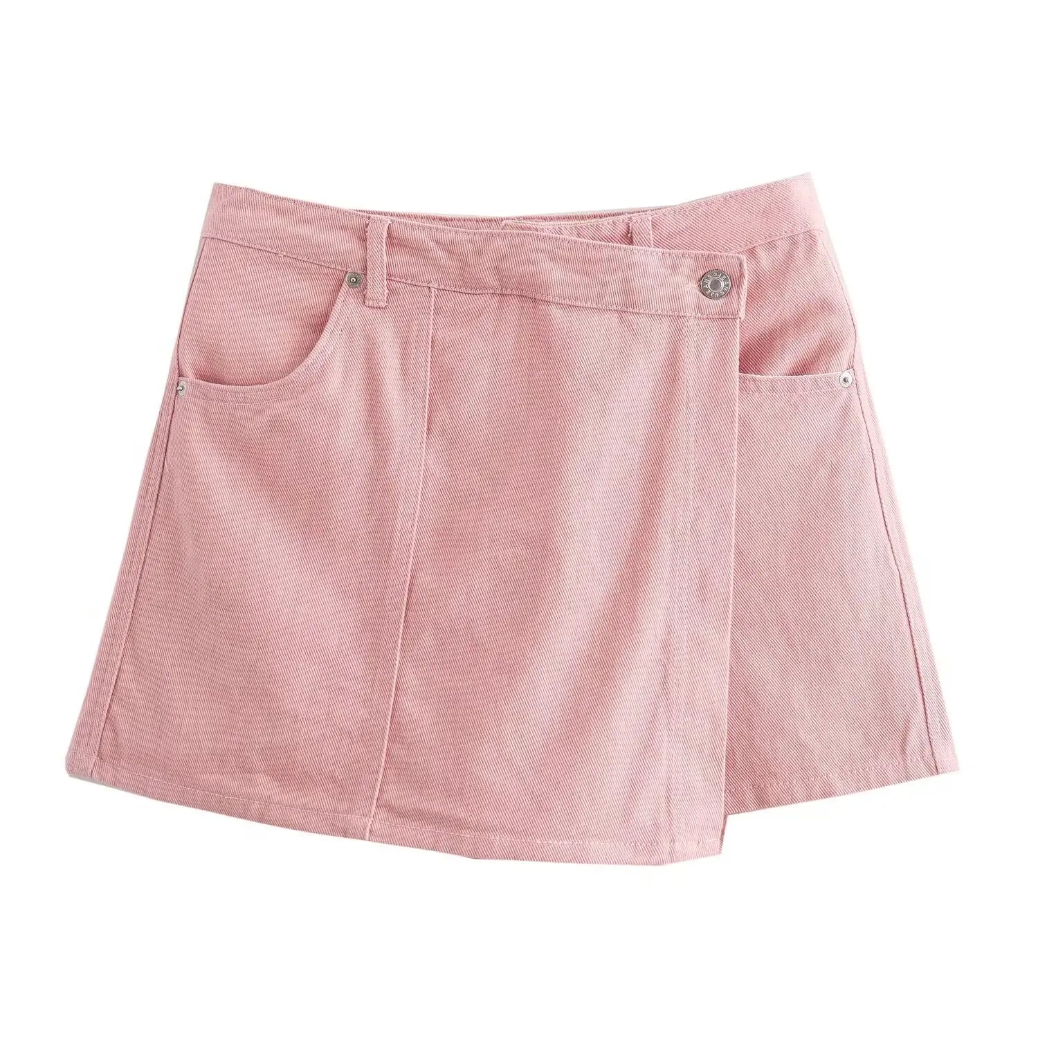 Women's Casual Denim-Style Outfit Set with Shirt and Skirt | Shorts Sets