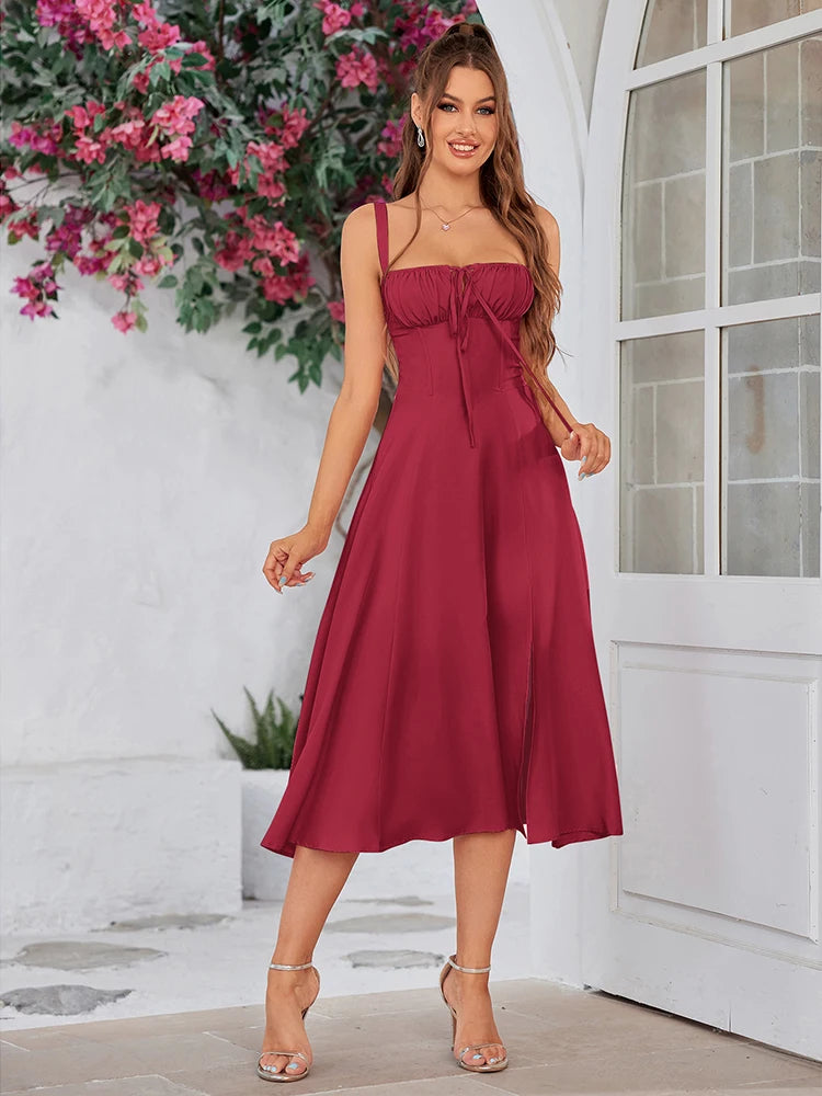 Fit-and-Flare Pink Dress for Cocktail Parties | Cami Dresses