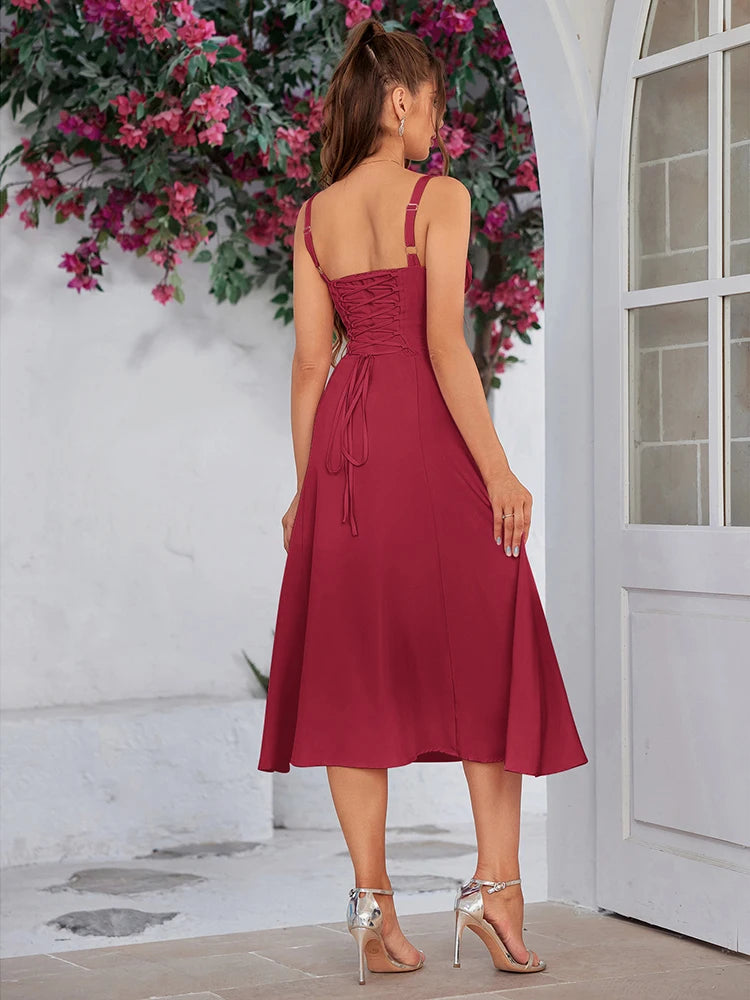 Fit-and-Flare Pink Dress for Cocktail Parties | Cami Dresses