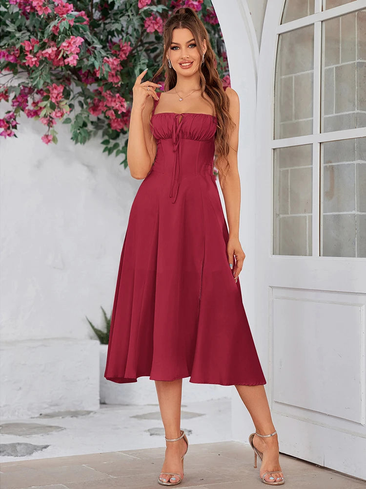 Fit-and-Flare Pink Dress for Cocktail Parties | Cami Dresses