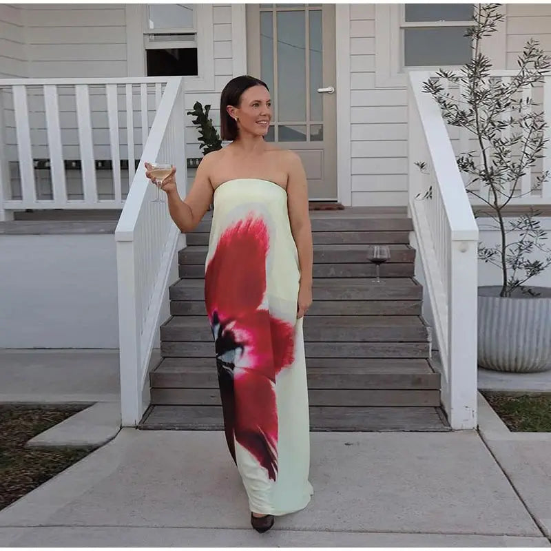 Watercolor Print Maxi Dress for Summer Evenings | Vacation Party Dresses