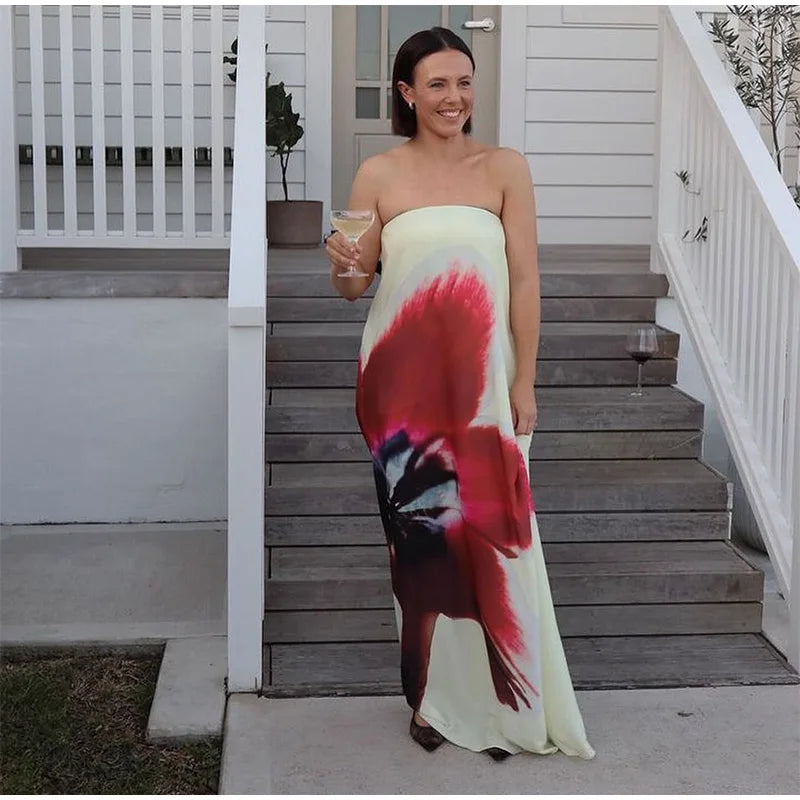 Watercolor Print Maxi Dress for Summer Evenings | Vacation Party Dresses