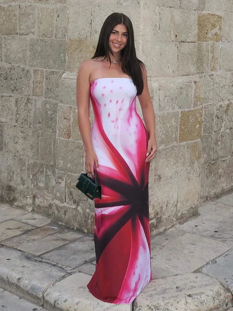 Watercolor Print Maxi Dress for Summer Evenings | Vacation Party Dresses