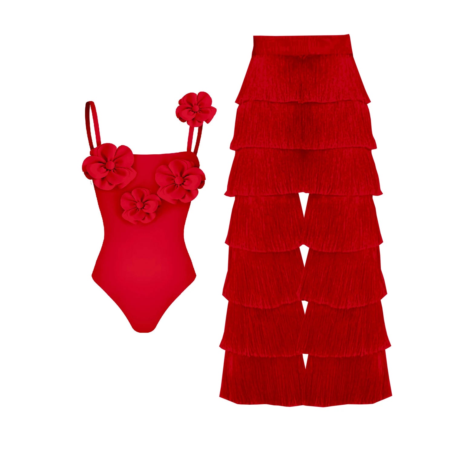 Floral Decorated Sets for Ocean Outings - Fantasy Elegant Swimwear