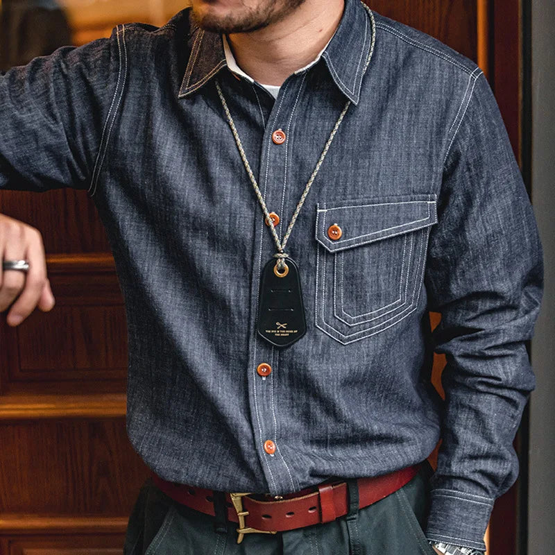 Men's Rugged Denim CPO Shirt - Essential Casual Wear