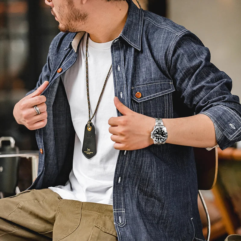 Men's Rugged Denim CPO Shirt - Essential Casual Wear | Denim Shirts