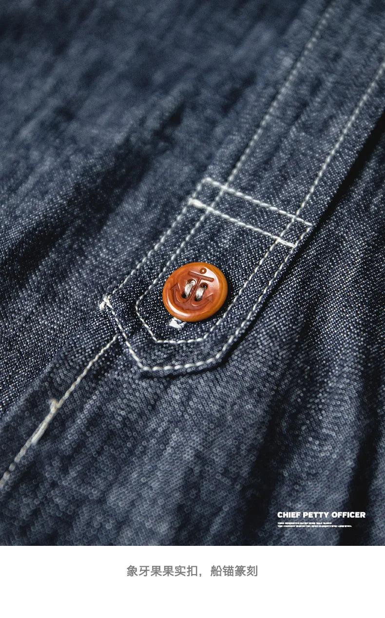 Men's Rugged Denim CPO Shirt - Essential Casual Wear | Denim Shirts