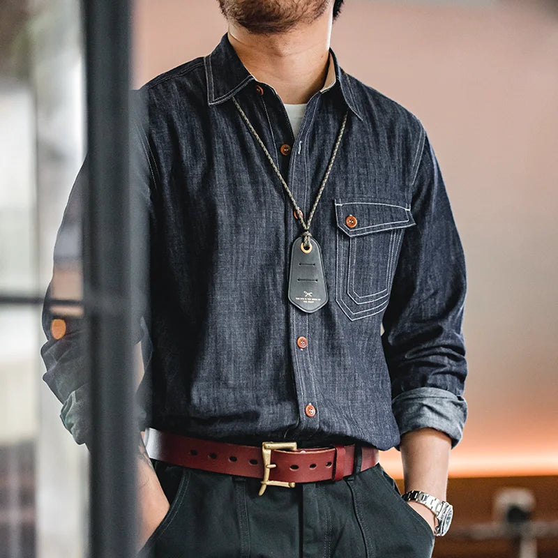 Men's Rugged Denim CPO Shirt - Essential Casual Wear | Denim Shirts