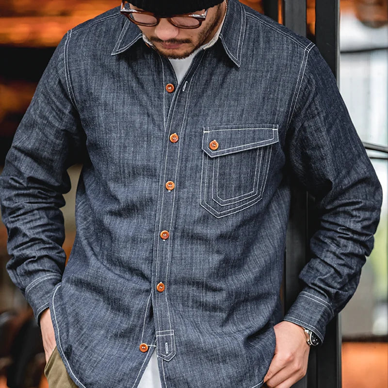 Men's Rugged Denim CPO Shirt - Essential Casual Wear | Denim Shirts