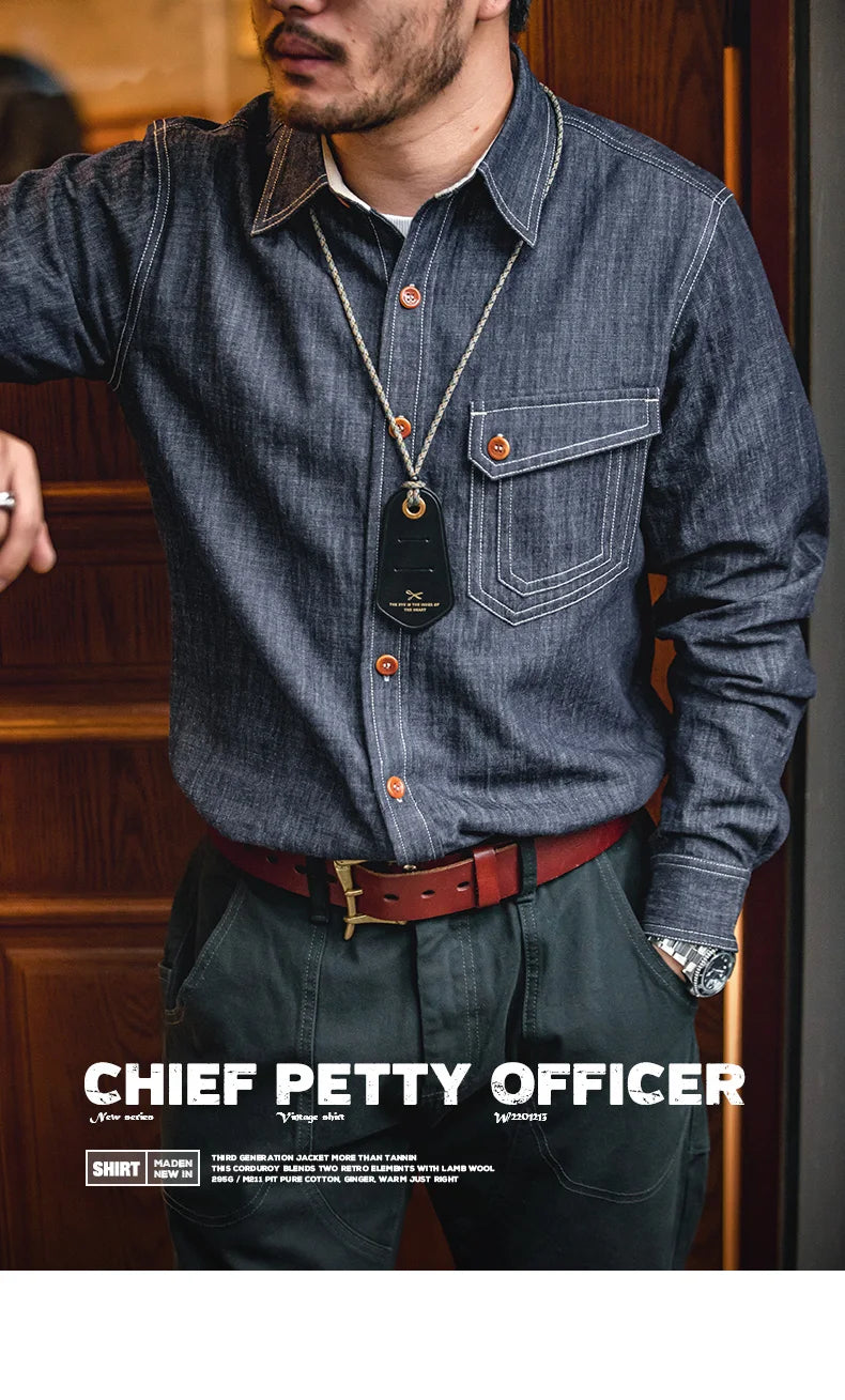 Men's Rugged Denim CPO Shirt - Essential Casual Wear | Denim Shirts