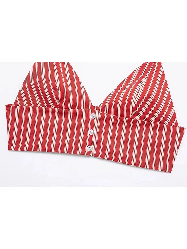 Red Striped Boho Matching Set for Trendy Summer Days | Skirts set