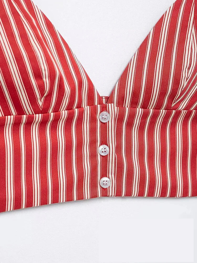 Red Striped Boho Matching Set for Trendy Summer Days | Skirts set