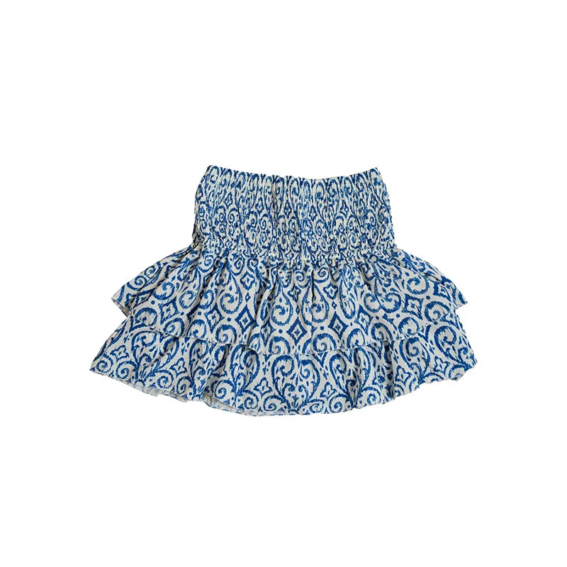 High-Waisted Floral A-Line Mini Skirt with Ruffles | Mini Skirts