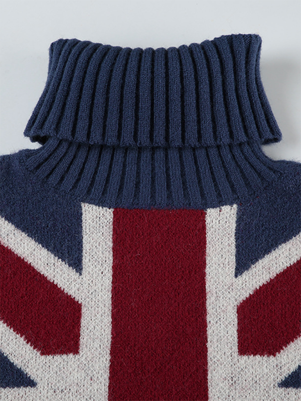 British Style Union Jack Cozy Turtleneck Sweater | Sweaters