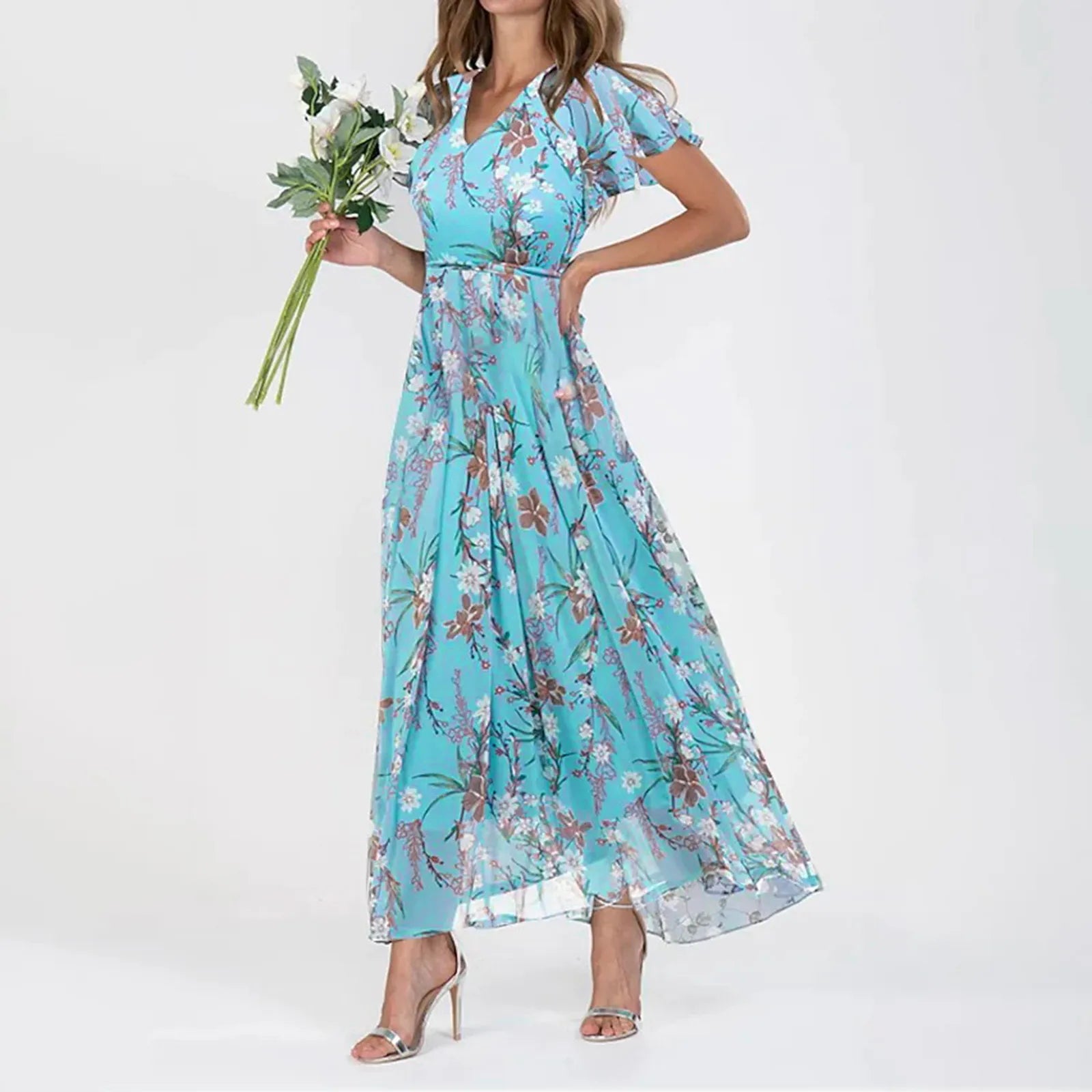 Romantic Floral Print Midi Dress for Spring and Summer | Midi Dresses