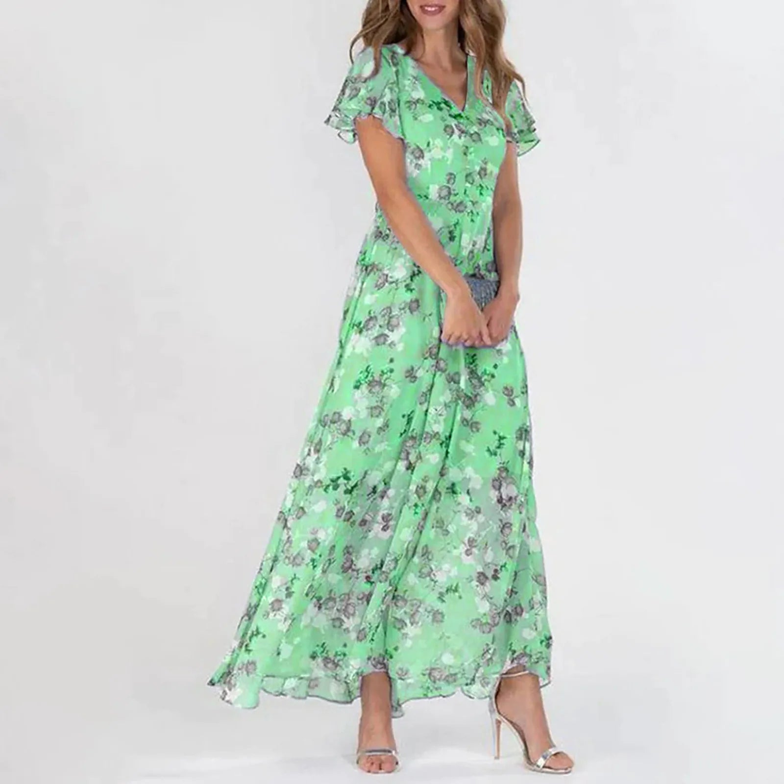 Romantic Floral Print Midi Dress for Spring and Summer | Midi Dresses