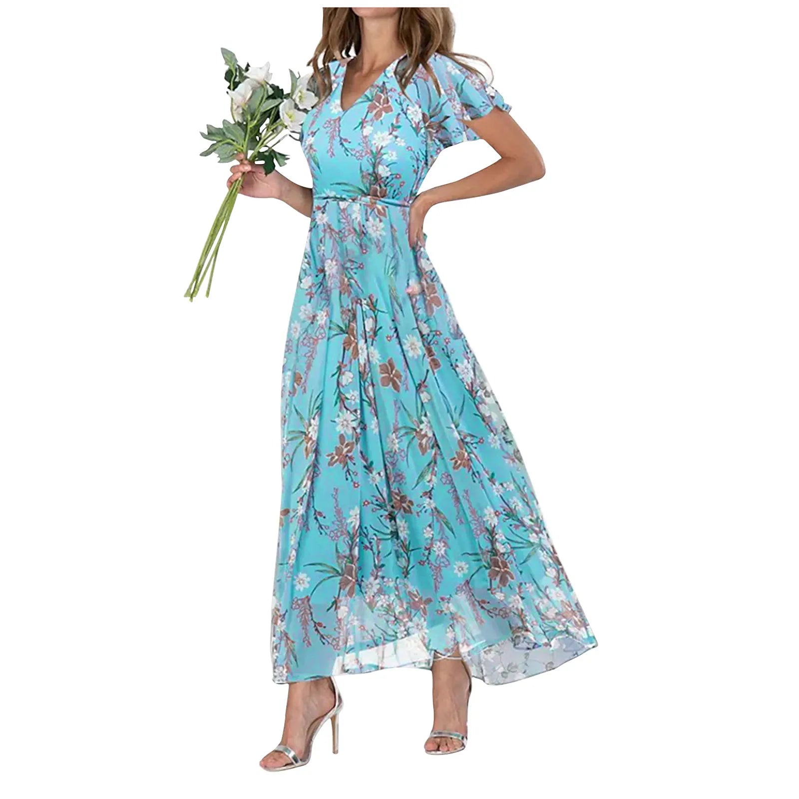 Romantic Floral Print Midi Dress for Spring and Summer | Midi Dresses