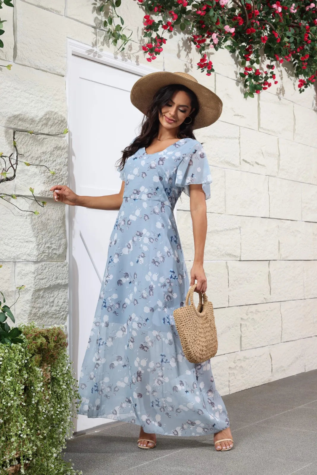 Romantic Floral Print Midi Dress for Spring and Summer | Midi Dresses