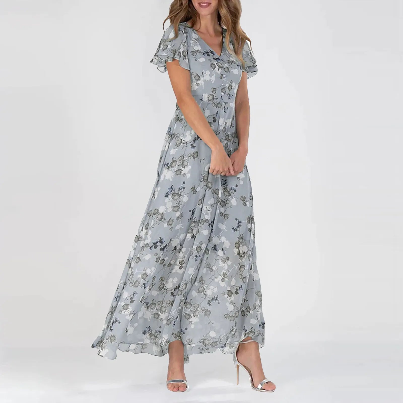 Romantic Floral Print Midi Dress for Spring and Summer | Midi Dresses