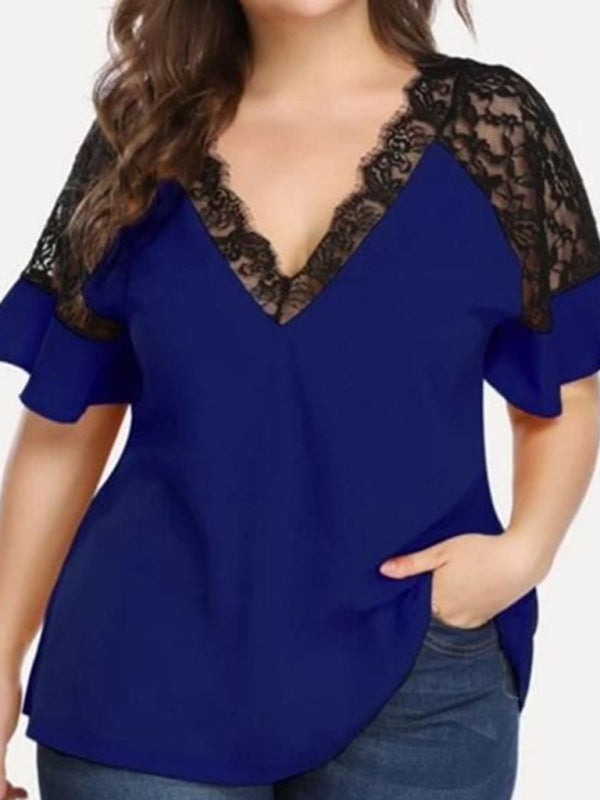 Women's Solid V-Neck Blouse - Casual & Comfortable | Plus Size Blouses