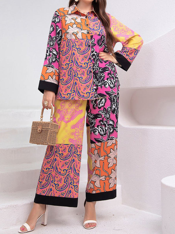 Women's Multicolor Vacation Shirt and Pants Set
