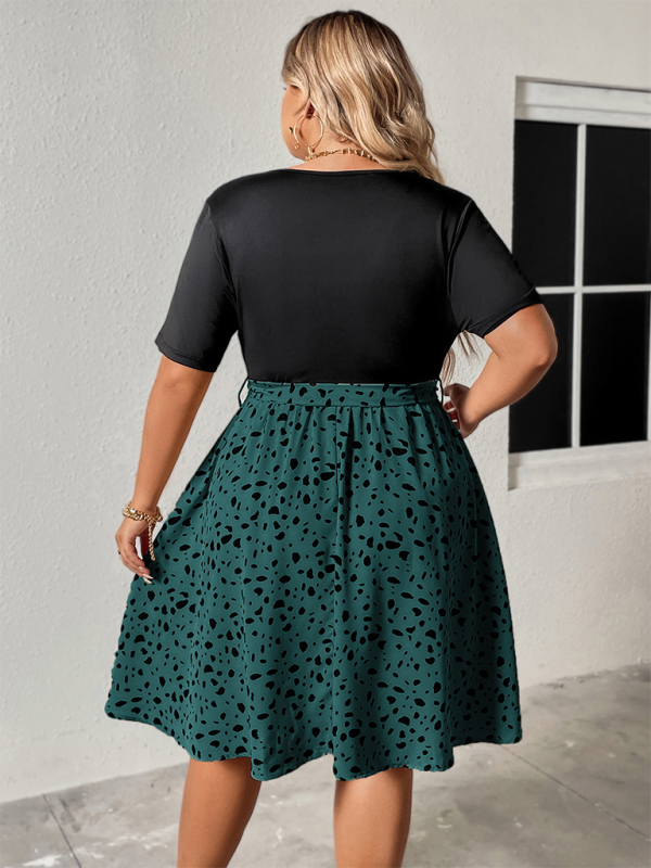 Plus Size Leopard Print A-Line Cinched Midi Dress for Summer | Curvy Dresses