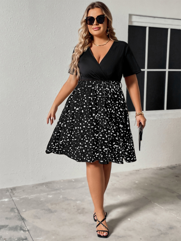 Plus Size Leopard Print A-Line Cinched Midi Dress for Summer | Curvy Dresses