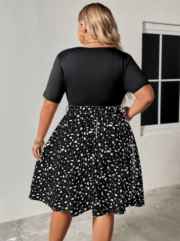 Plus Size Leopard Print A-Line Cinched Midi Dress for Summer | Curvy Dresses