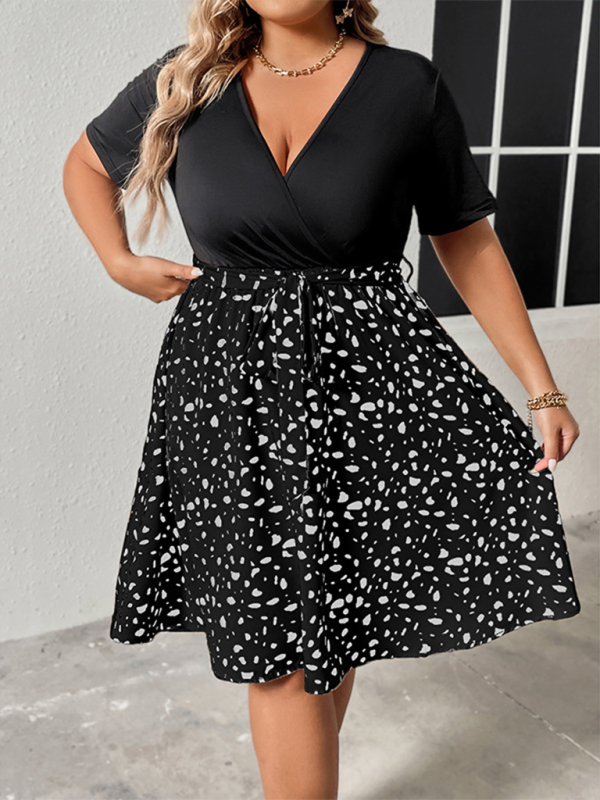 Plus Size Leopard Print A-Line Cinched Midi Dress for Summer | Curvy Dresses