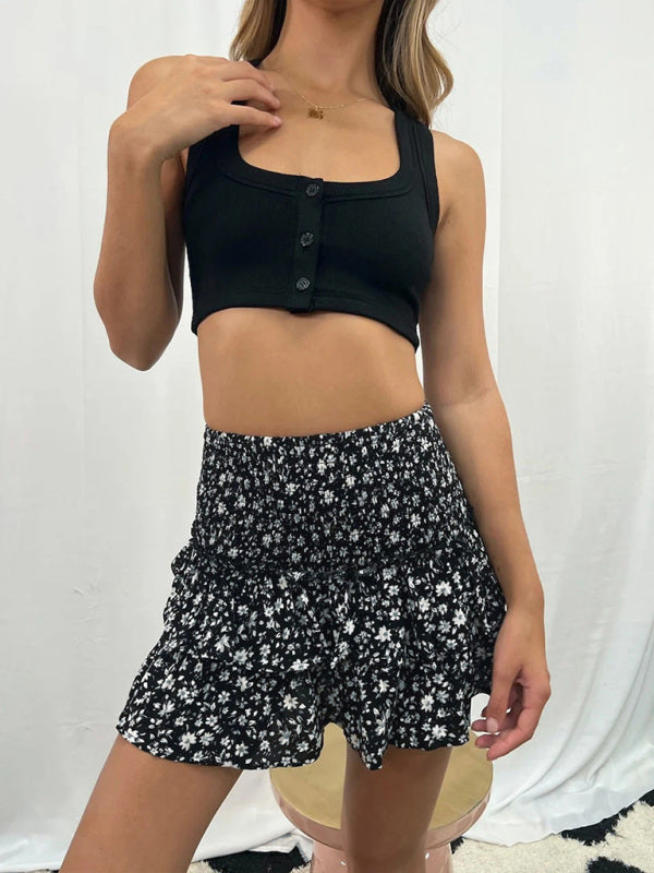  Floral High Waist Skirt with Built-in Shorts for Women | Skirt