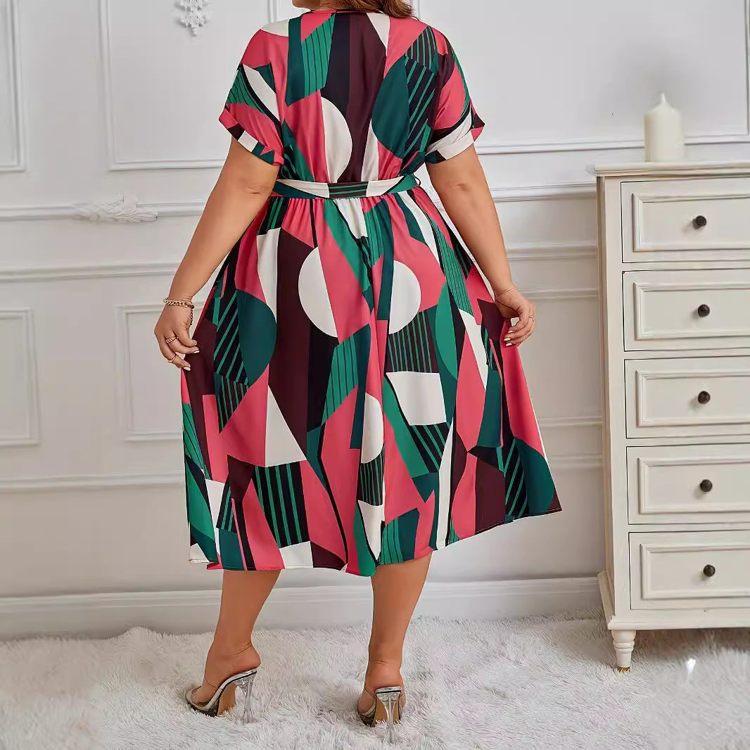 Plus Size Geometric Dress for Casual Events | A-Line Dresses