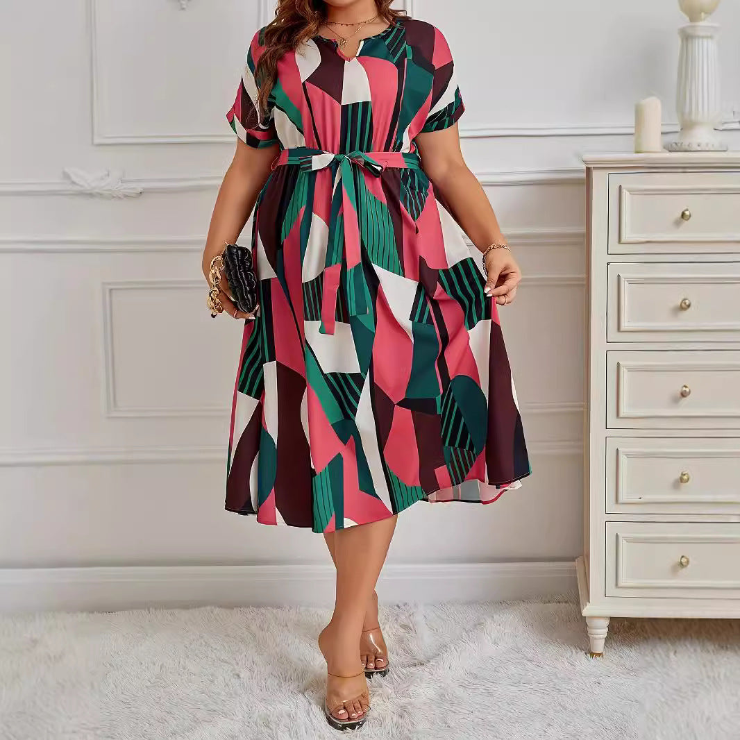 Plus Size Geometric Dress for Casual Events | A-Line Dresses