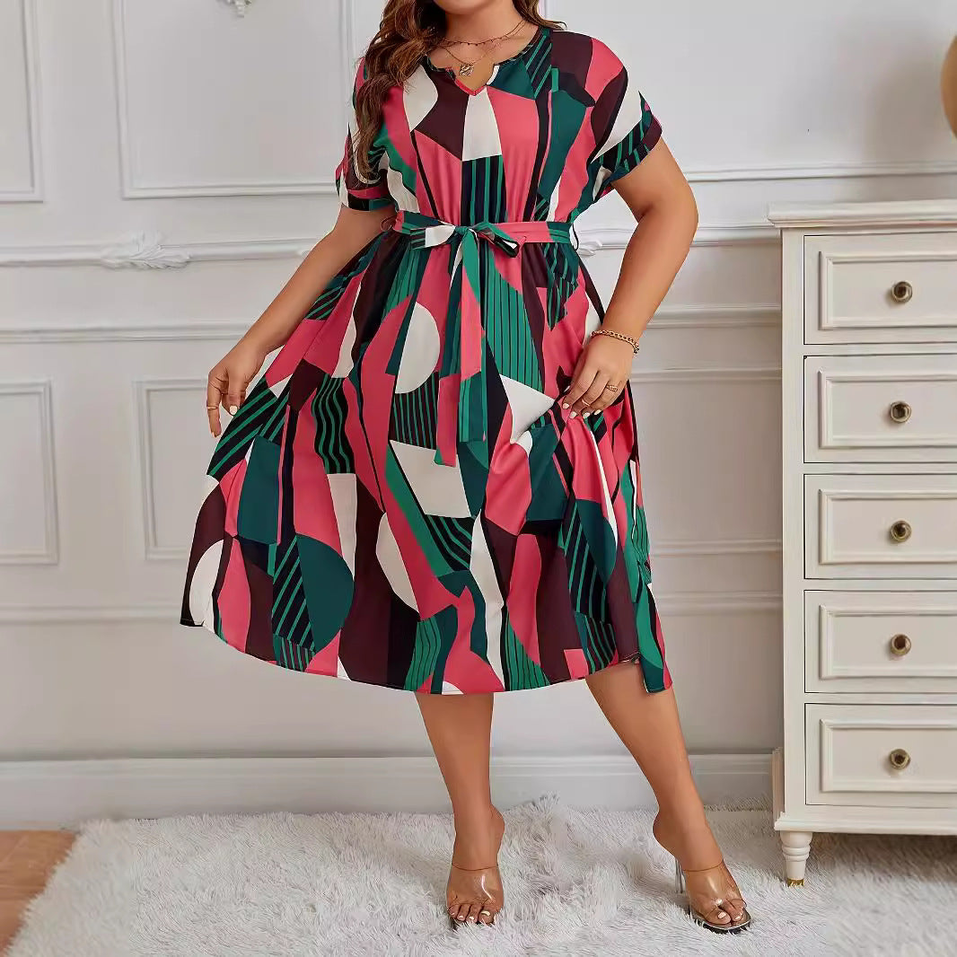 Plus Size Geometric Dress for Casual Events | A-Line Dresses