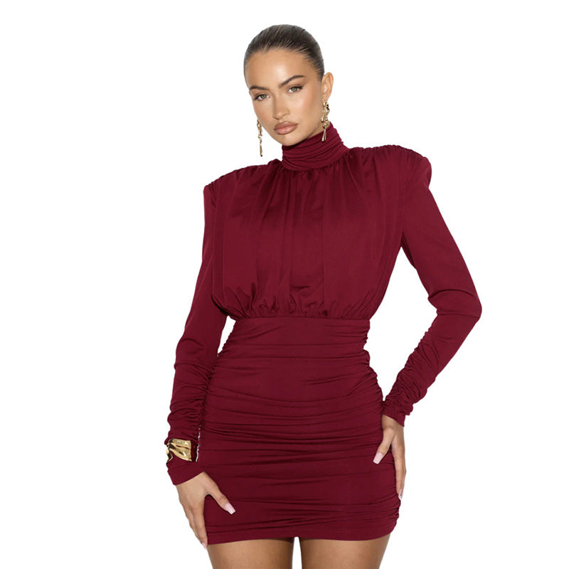 Long Sleeve Party Dress with High Neck Design | Bodycon Dresses