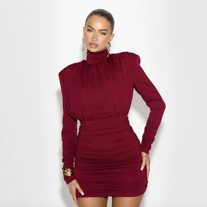 Long Sleeve Party Dress with High Neck Design | Bodycon Dresses