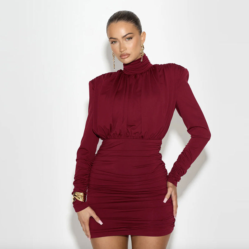 Long Sleeve Party Dress with High Neck Design | Bodycon Dresses