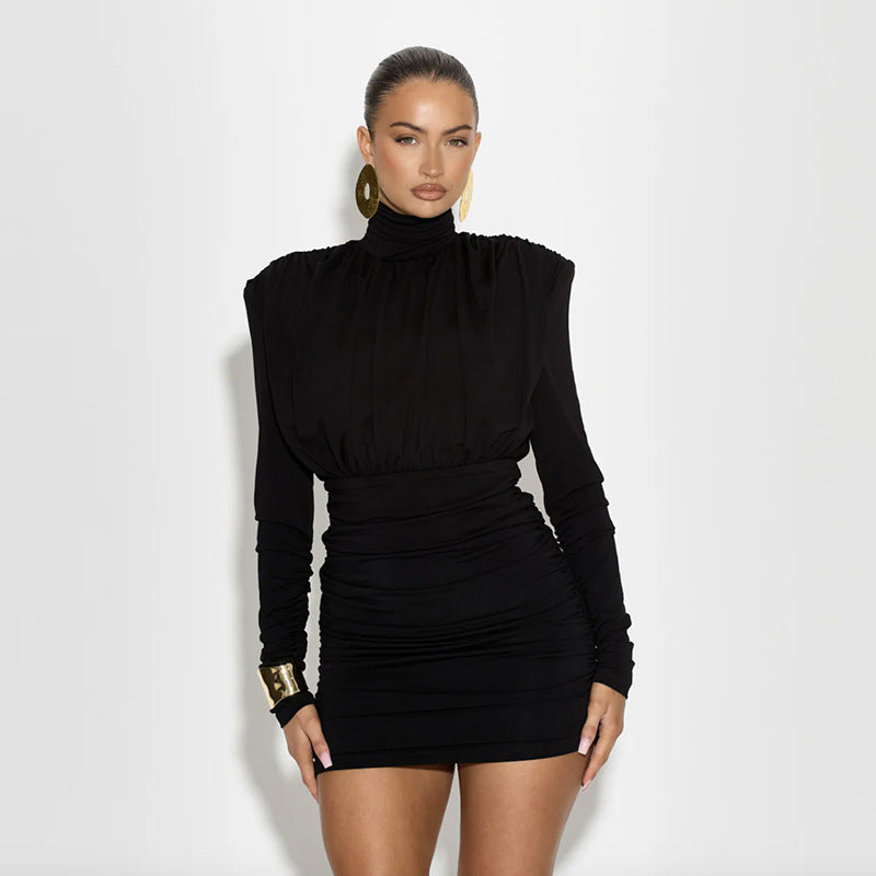 Long Sleeve Party Dress with High Neck Design | Bodycon Dresses