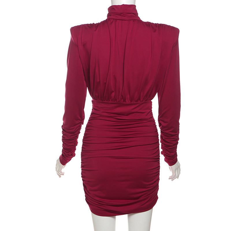 Long Sleeve Party Dress with High Neck Design | Bodycon Dresses