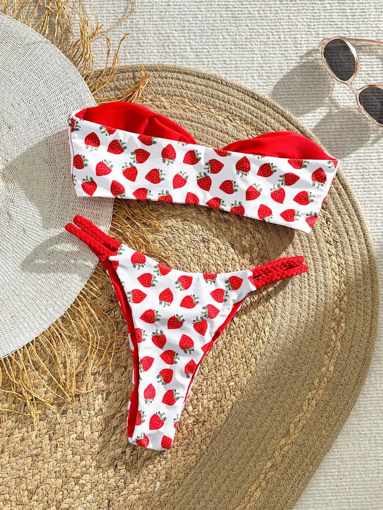 Sweet Strawberry Bandeau Two-Piece Bikini | Summer Swimwear | Bikinis