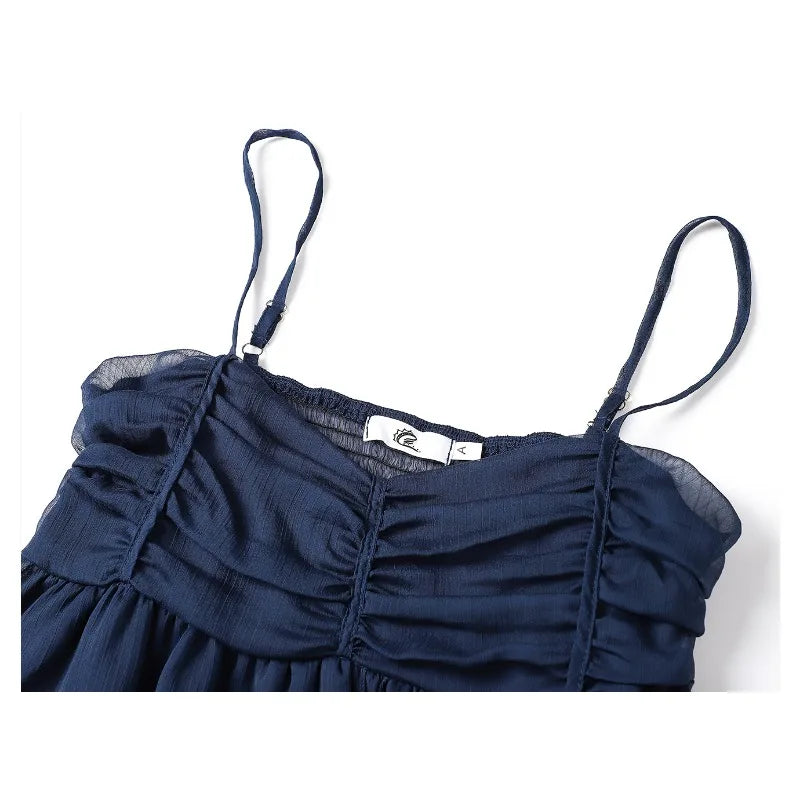 Summer Navy Cami Top | Choker & Peplum Design | Camis