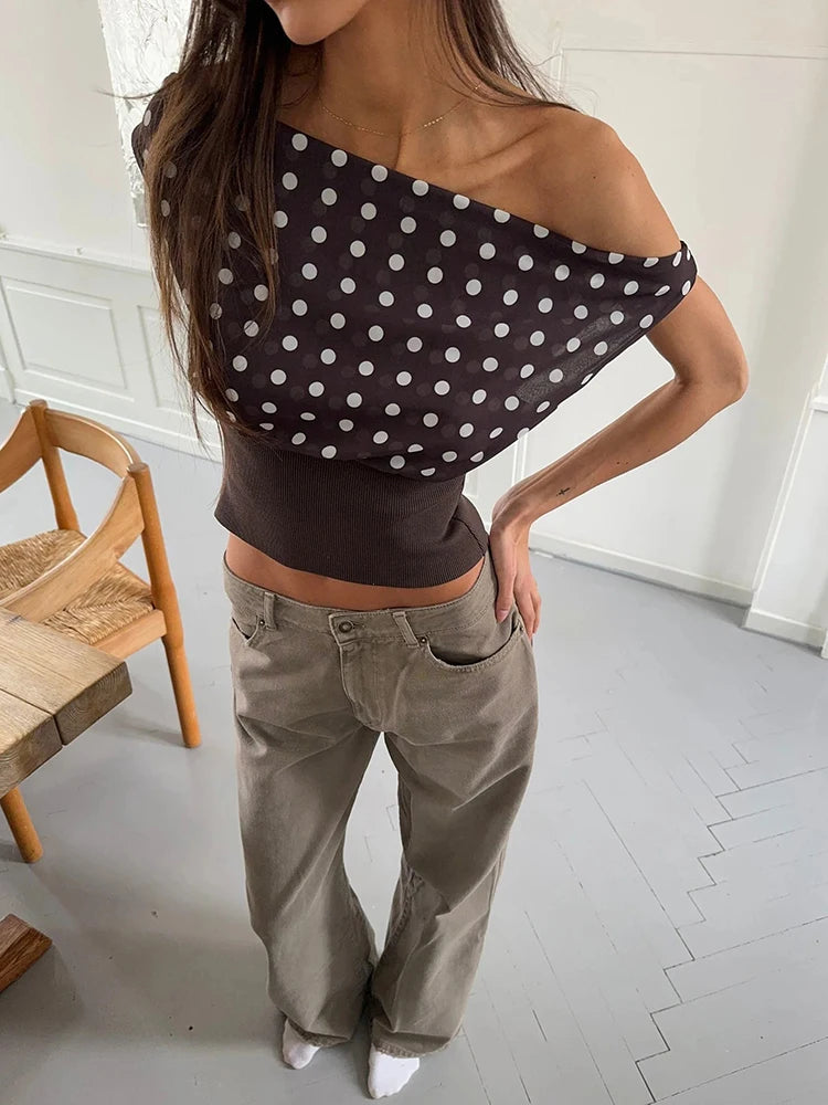 Cowl Neck Polka Dot Top for Versatile Outfits | Crop Blouses