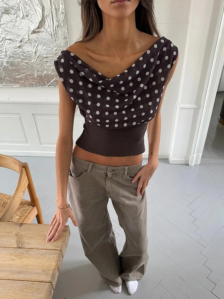 Cowl Neck Polka Dot Top for Versatile Outfits | Crop Blouses