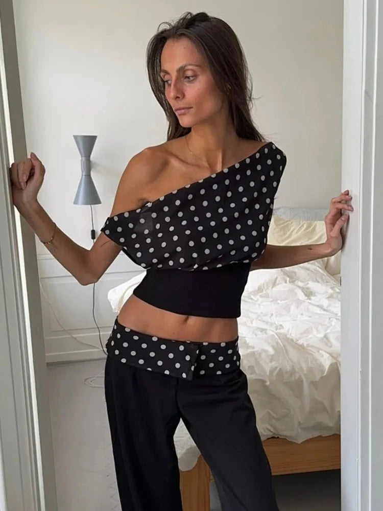 Cowl Neck Polka Dot Top for Versatile Outfits | Crop Blouses