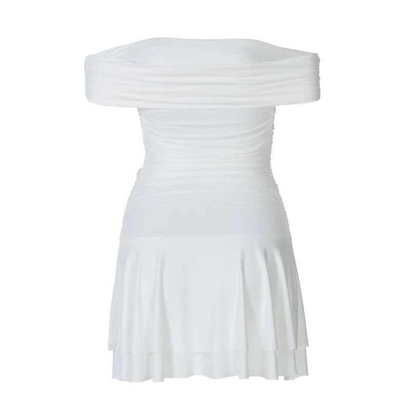 White Ruched Mini Dress | Casual and Club Wear | Mini Dresses