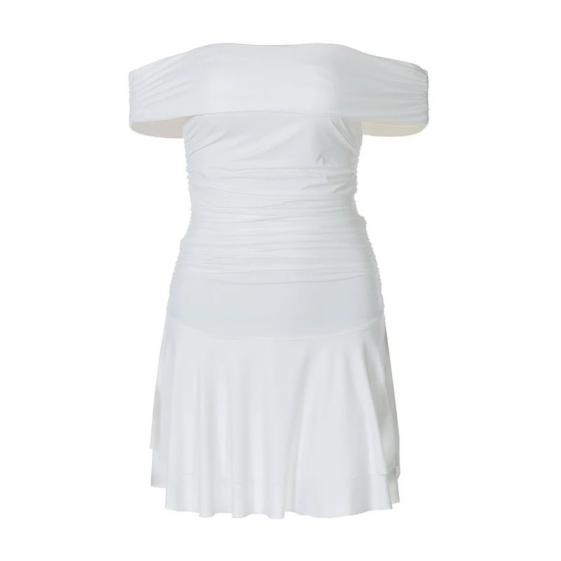 White Ruched Mini Dress | Casual and Club Wear | Mini Dresses