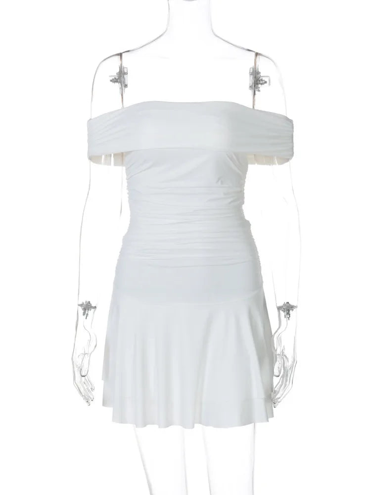 White Ruched Mini Dress | Casual and Club Wear | Mini Dresses