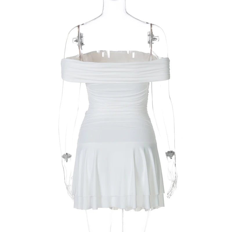 White Ruched Mini Dress | Casual and Club Wear | Mini Dresses